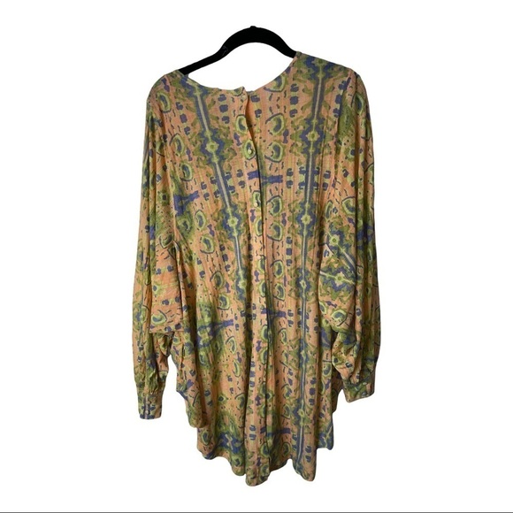 NEW FREE PEOPLE Revolve Yellow Printed This is it Tunic Oversized Small - Picture 10 of 12